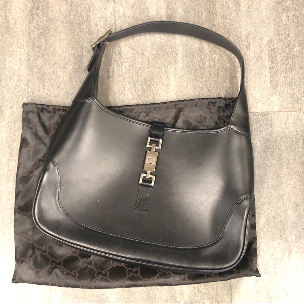 Authentic black leather Gucci bag